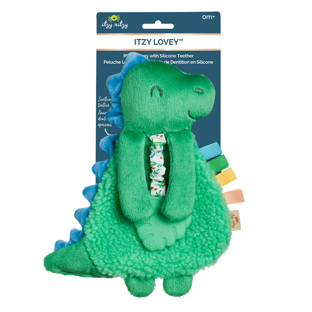 Itzy Lovey™ Green Dino Plush with Silicone Teether Toy