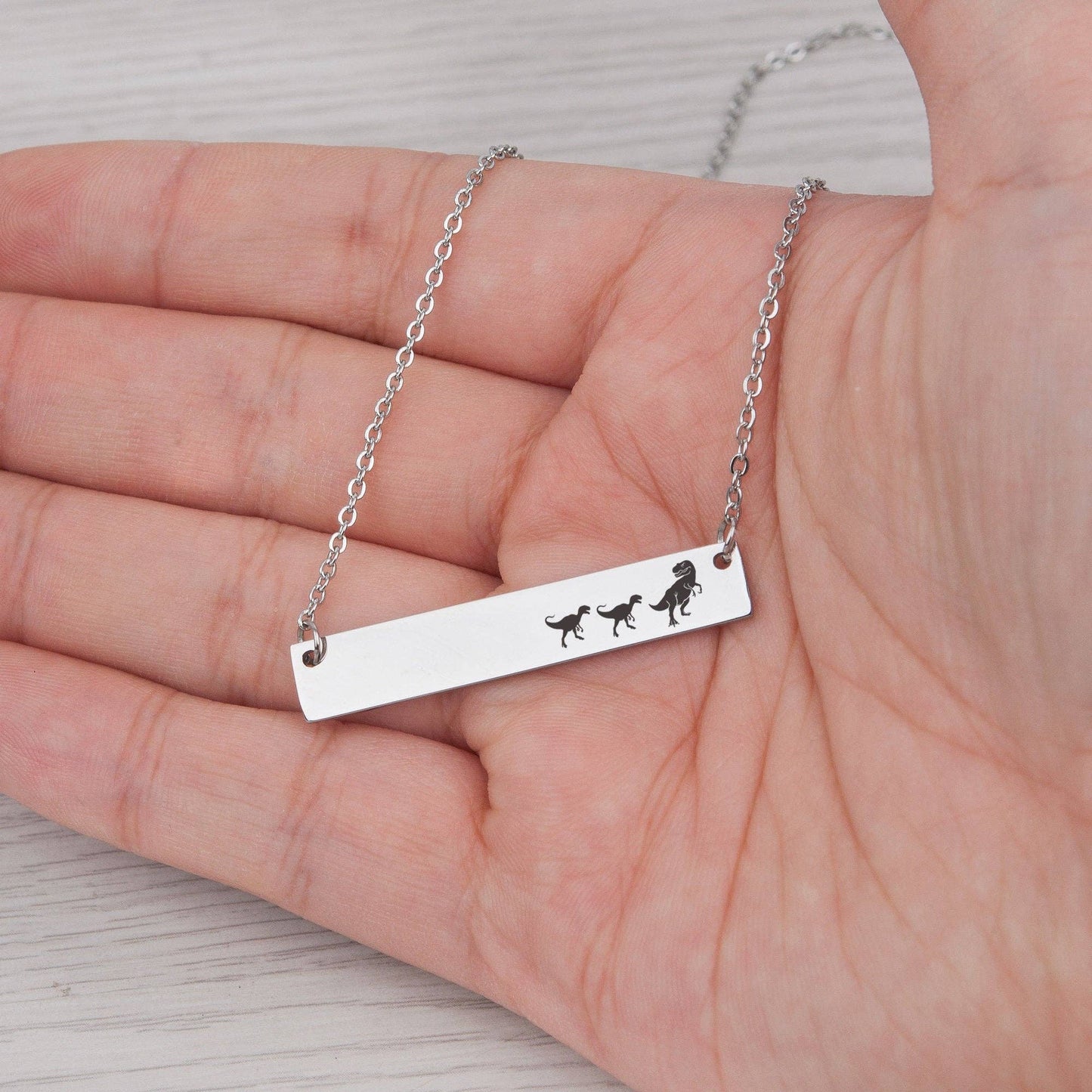 Personalized Mamasaur Custom Bar Necklace Gift