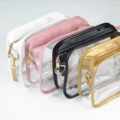 Pink and Clear Crossbody Stadium Purse