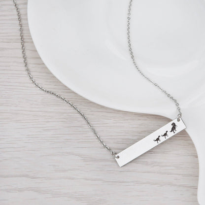 Personalized Mamasaur Custom Bar Necklace Gift