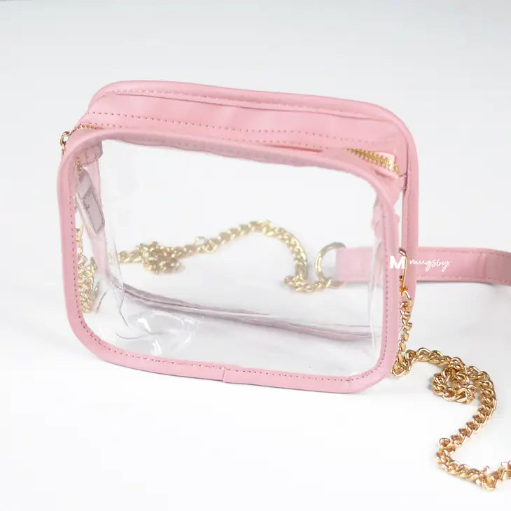 Pink and Clear Crossbody Stadium Purse