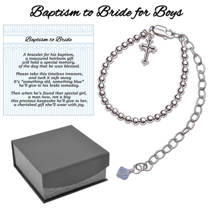 Sterling Silver Cross Bracelet Gift Boy's Baptism to Bride™