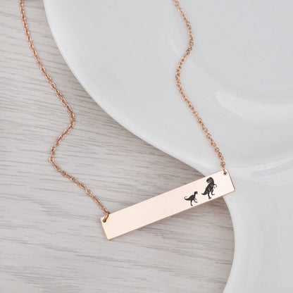 Personalized Mamasaur Custom Bar Necklace Gift