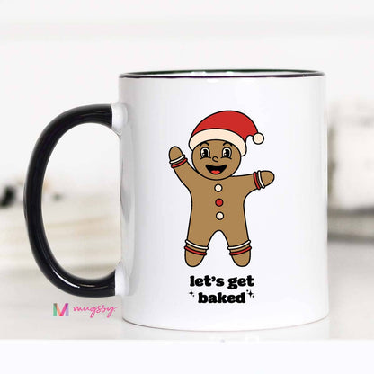 Let's Get Baked Retro Funny Christmas Coffee Mug