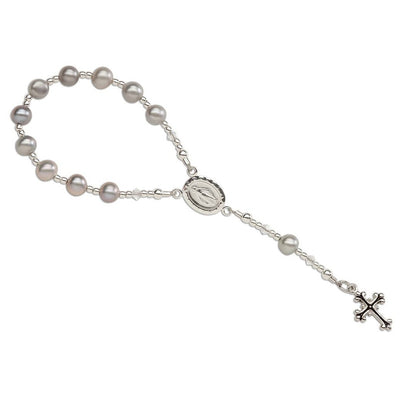 Sterling Silver Grey Baby Rosary Baptism or Christening Gift