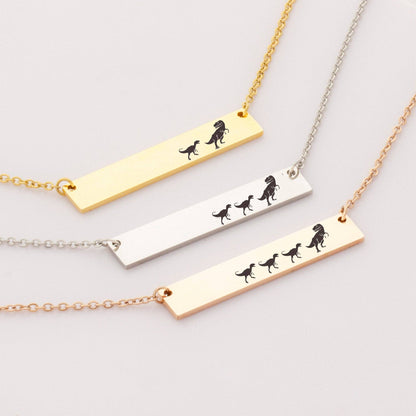 Personalized Mamasaur Custom Bar Necklace Gift