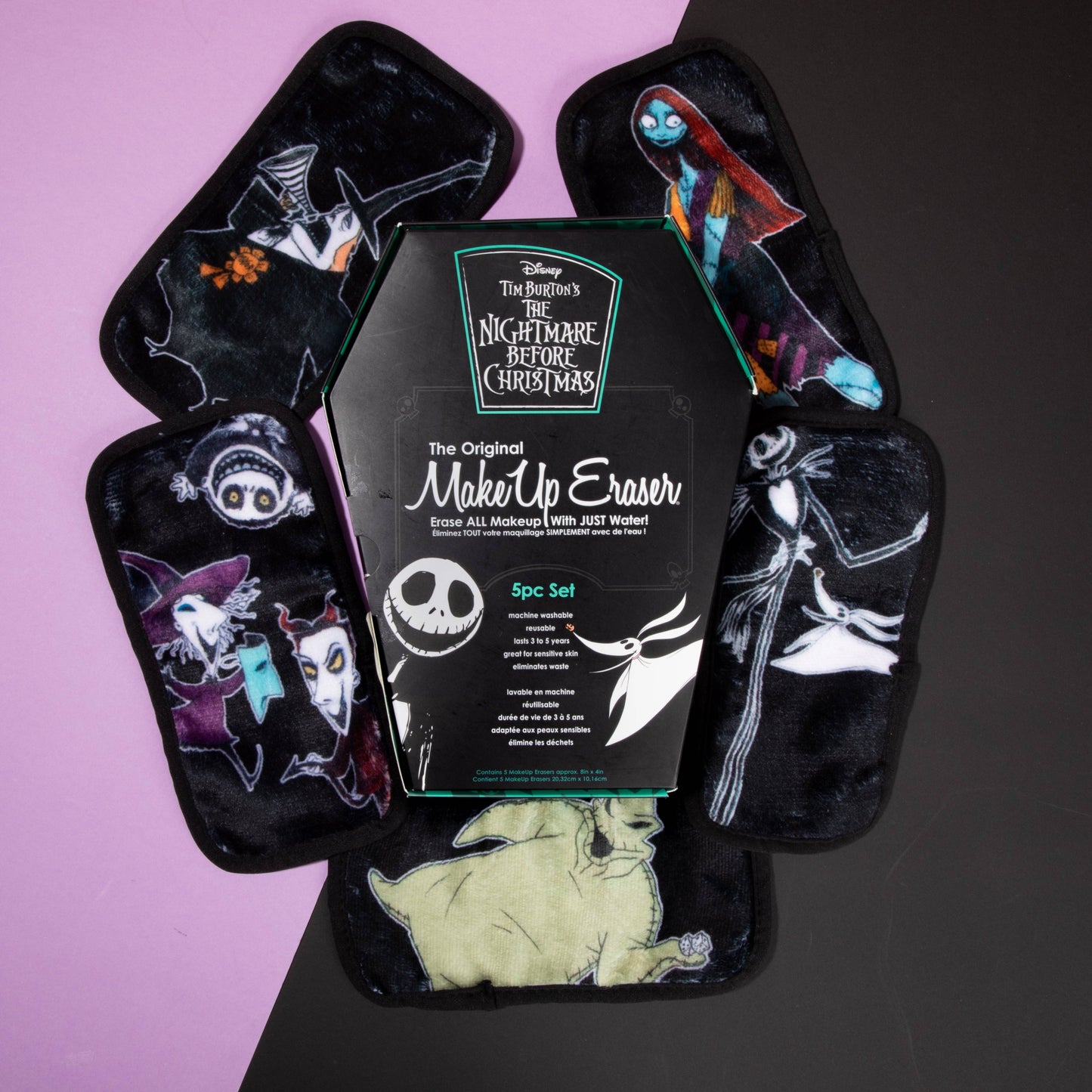 MakeUp Eraser set with character designs on a black background