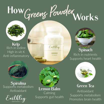 Greens Powder For Brain, Immune, and Heart Health