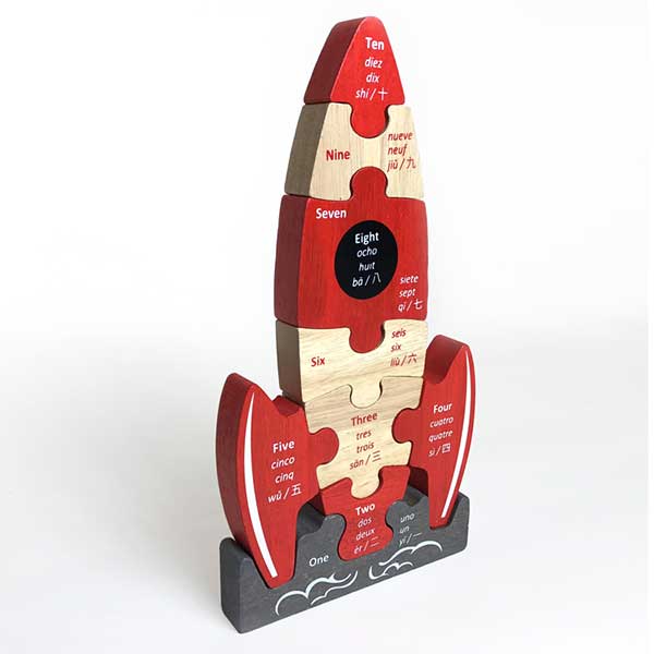 321 Blast Off Puzzle - Multilingual Space Puzzle