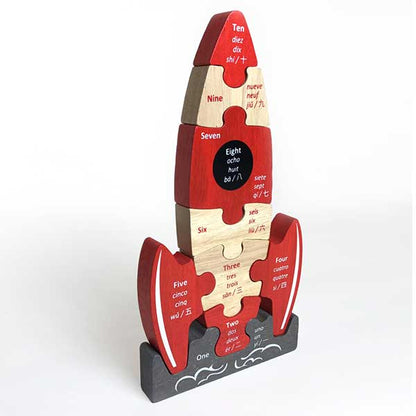 321 Blast Off Puzzle - Multilingual Space Puzzle