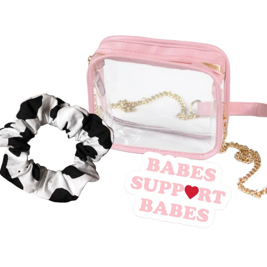 Clear Essentials Bundle | Perfect for Mom | Scrunchie, Sticker, and Purse Gift