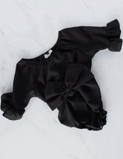 Cindi Bow Front Bubble Romper - Black