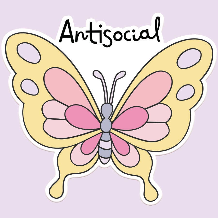 Antisocial Butterfly Sticker Decal