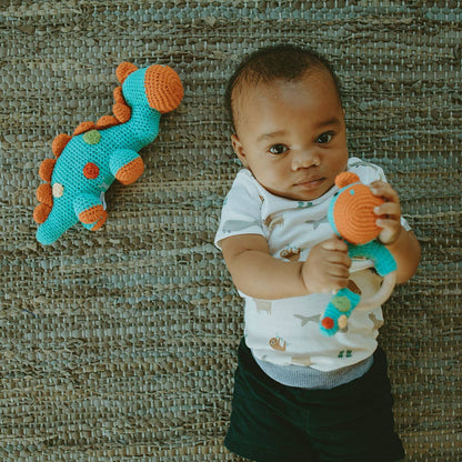 Turquoise Steggy Dinosaur Rattle