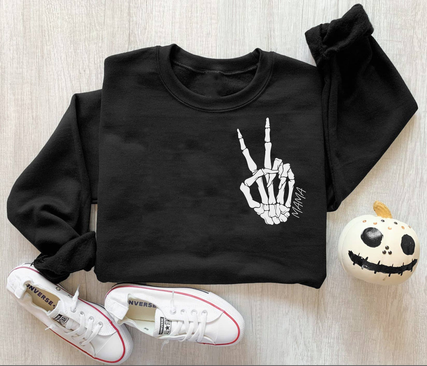 Mama Skeleton Peace Hand Sweatshirt: 2XL