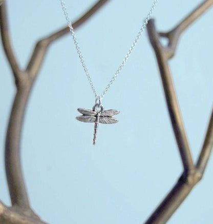 Tiny Silver Dragonfly Necklace