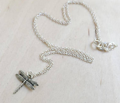 Tiny Silver Dragonfly Necklace