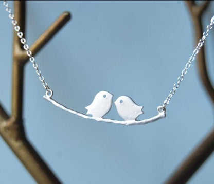 Silver Love Birds Necklace