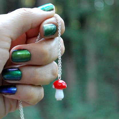 Red Woodland Forest Mushroom Charm Necklace