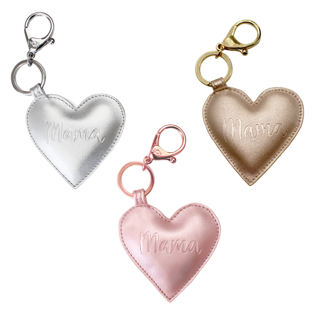 Mama Heart Diaper Bag Charm Keychains - Silver