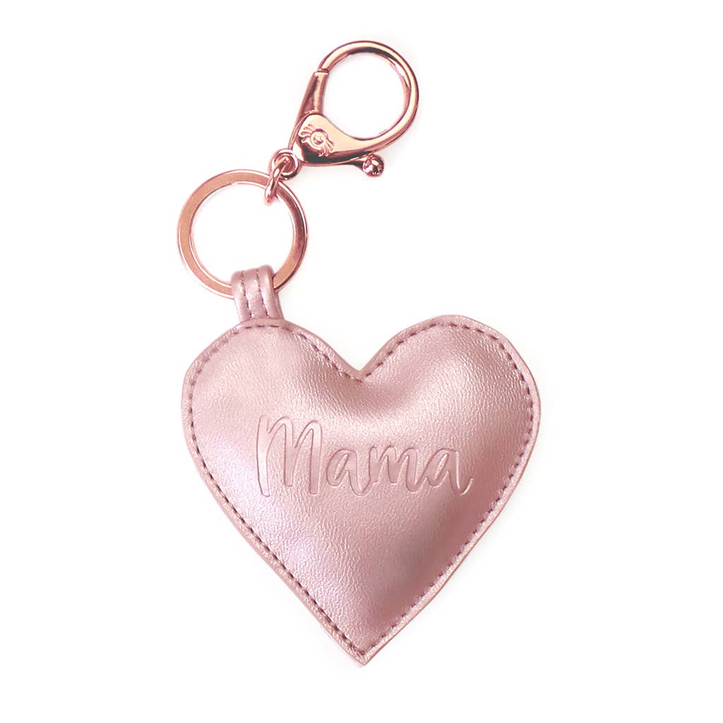 Mama Heart Diaper Bag Charm Keychain - Rose Gold