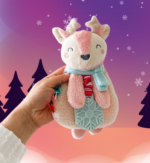 Holiday Pink Reindeer Itzy Lovey™ Plush + Teether Toy