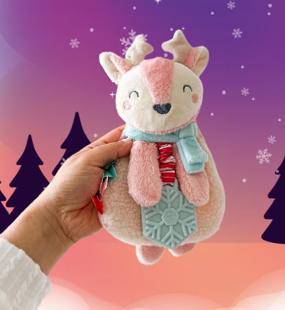 Holiday Pink Reindeer Itzy Lovey™ Plush + Teether Toy