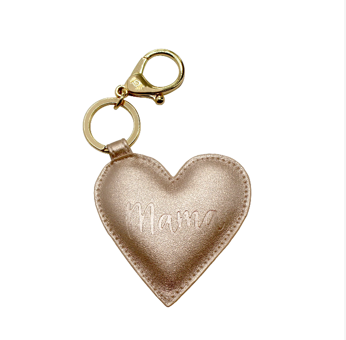 Mama Heart Diaper Bag Charm Keychain - Gold