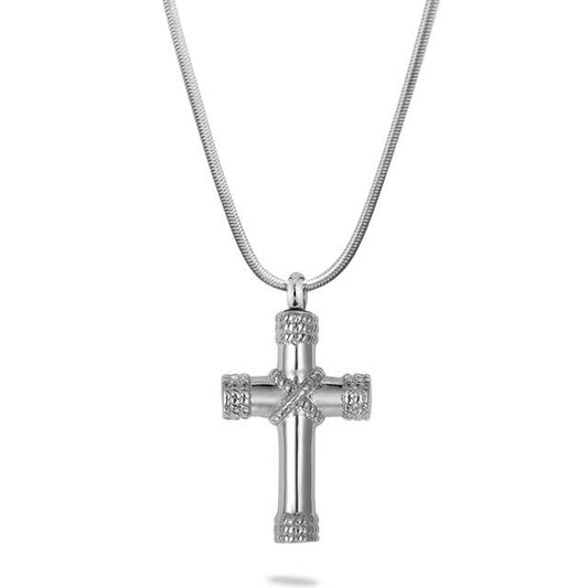 Steel Hawser Cross Memorial Necklace [Silver]