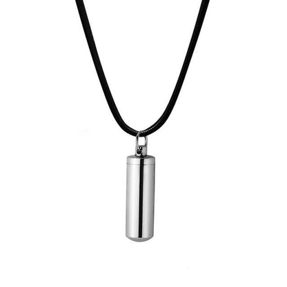 Steel Polished Cylinder Memorial Necklace RTS