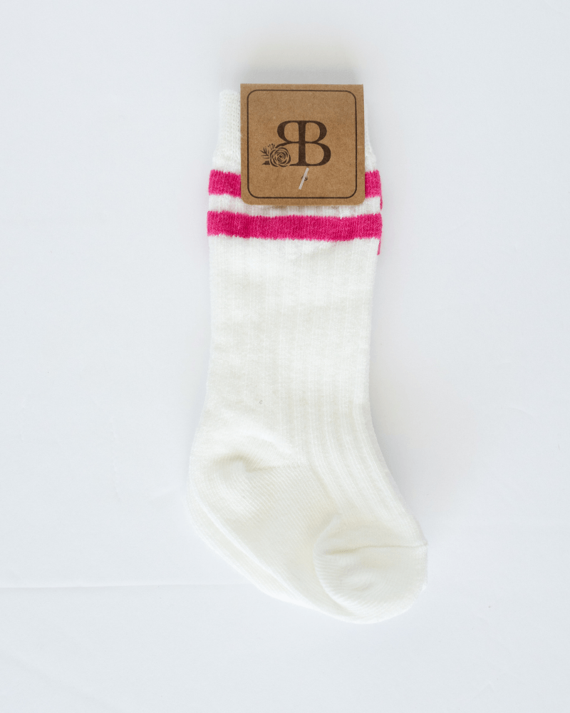 Randi Vintage Stripe Midi Hot Pink Socks