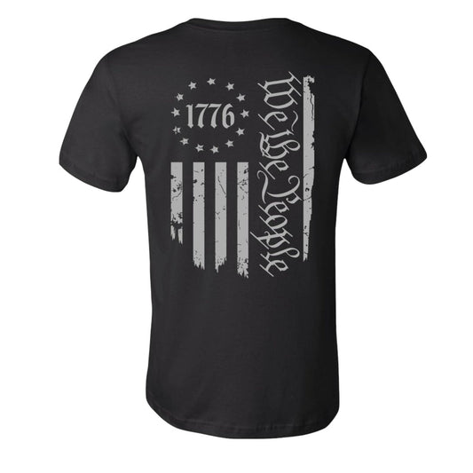 We The People Distressed Flag Black Unisex T-Shirt