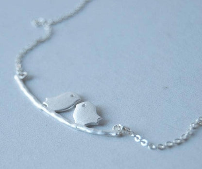 Silver Love Birds Necklace