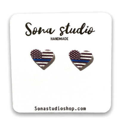 Thin Blue Line Earrings