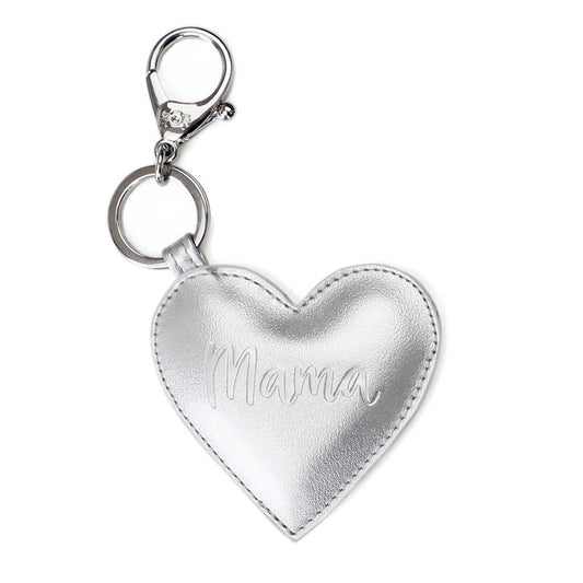 Mama Heart Diaper Bag Charm Keychains - Silver