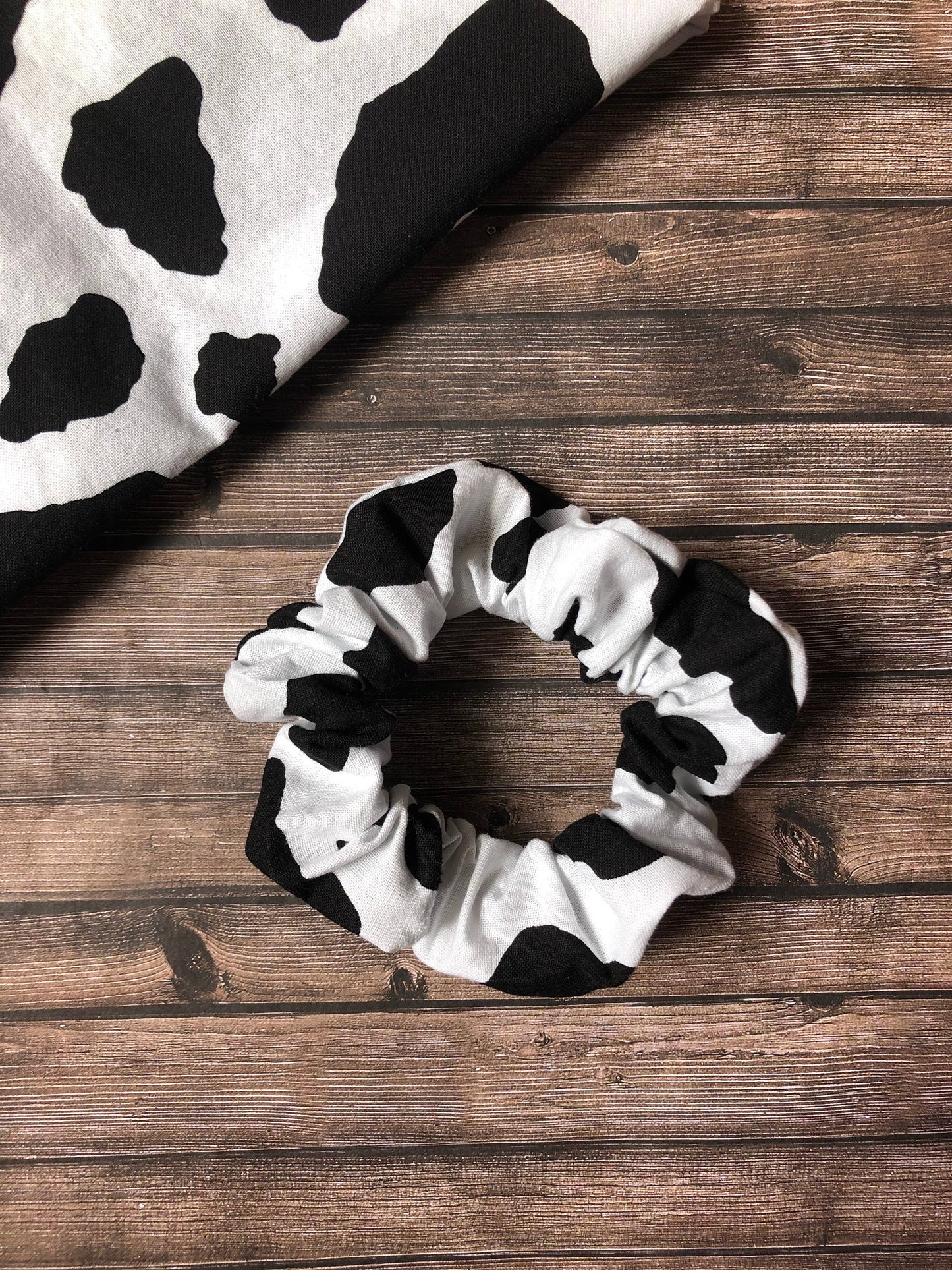 Cow Print Hair Scrunchie