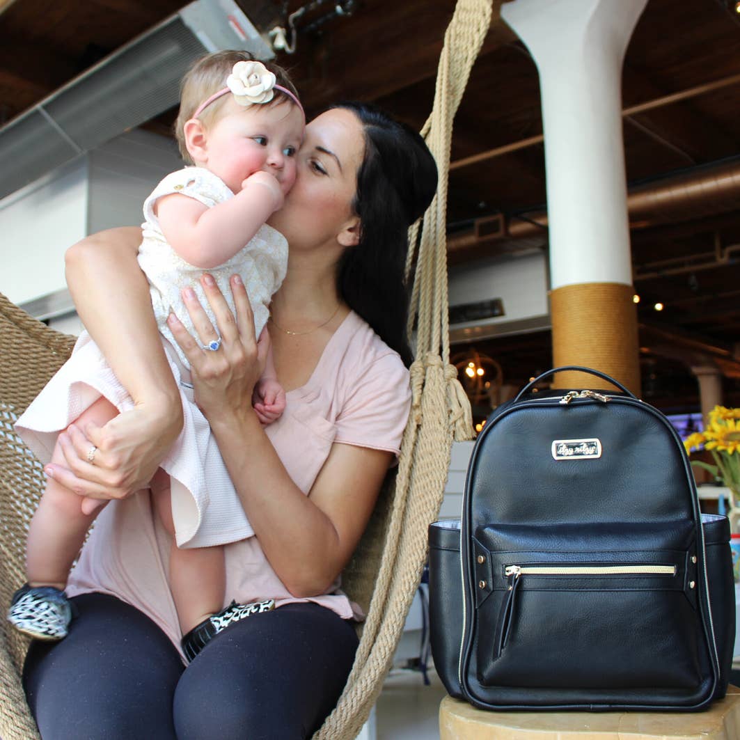 Black Itzy Mini™ Diaper Bag Backpack DISCONTINUED