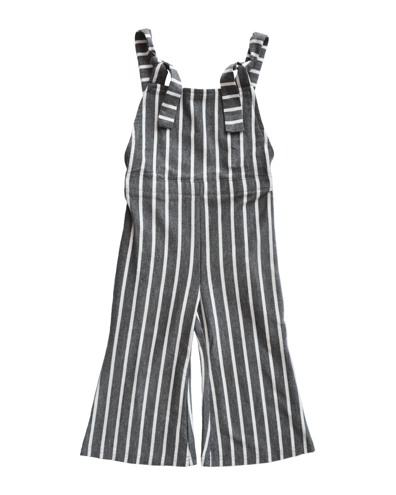 Kellyn Bell Bottom Suspender Jumpsuit - Dark Gray Stripe